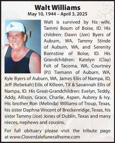 Walt Williams | Obituary