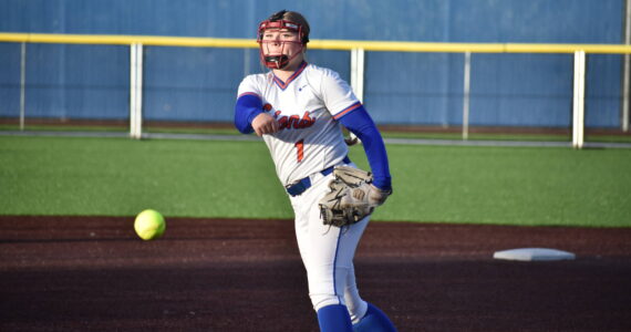 Addy Thibeault-Miranda delivers a pitch against Enumclaw. Ben Ray / The Reporter