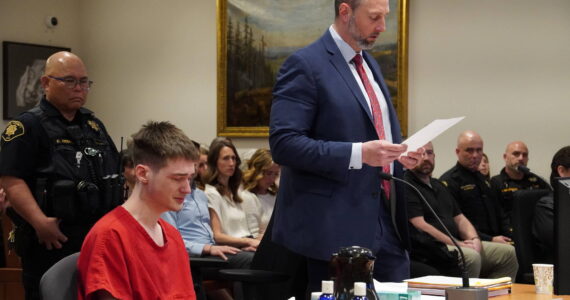 Chase Jones and his attorney Brad Barshis reading Jones’ statement to the judge. Photo by Joshua Solorzano/Sound Publishing