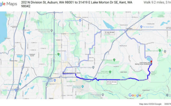 An image of the locations and the most direct route Gary Lay took to where he was found, according to the complaint. SCREENSHOT.