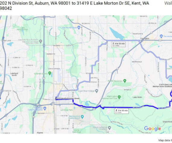 An image of the locations and the most direct route Gary Lay took to where he was found, according to the complaint. SCREENSHOT.