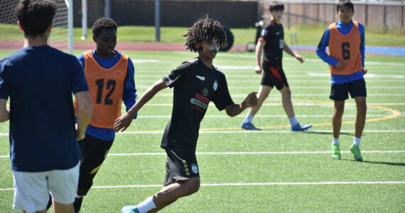 Benjamin Yitbarek controls the ball at training for the Lions. Ben Ray / The Reporter