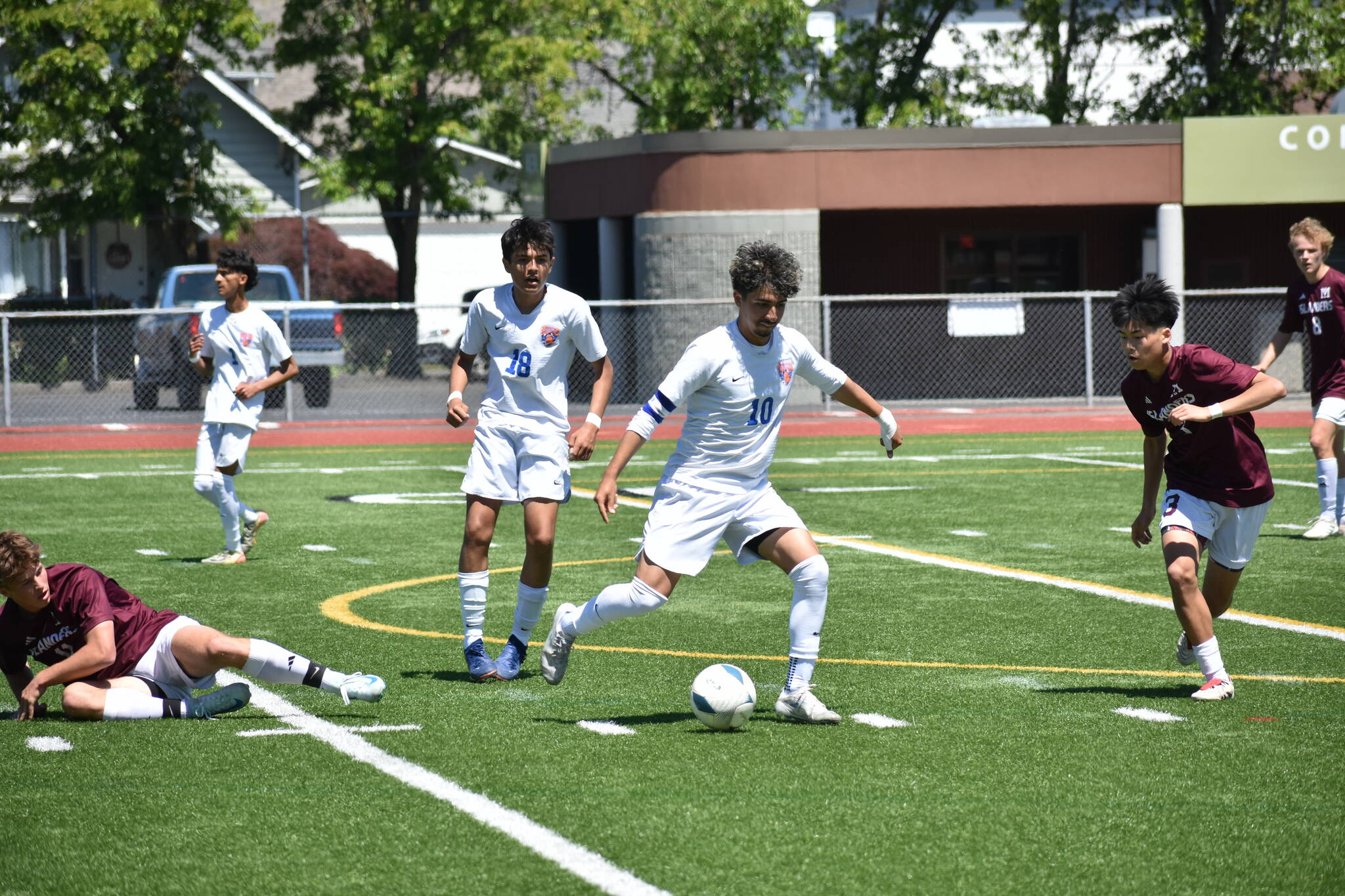 Sergio Mercado takes a shot against Mercer Island. Ben Ray / The Reporter