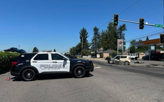 Photo of the crash. Photo courtesy of Auburn Police Department.