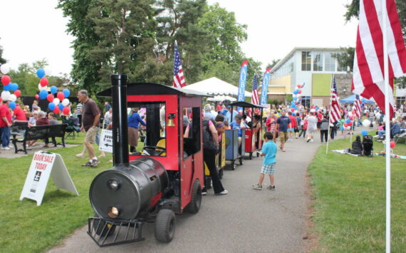 A trackless train gives kids a ride through the park at one of Auburn’s previous Fourth of July Festivals. Photo courtesy of the City of Auburn