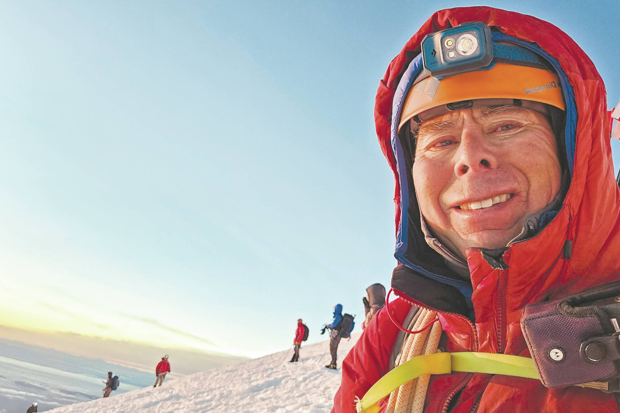 It takes Brent Okita and his fellow climbers about 12 hours hours to ascend Mount Rainier from Camp Muir. Now at the top, they’ve got about 10 more hours to go to reach the bottom. Photo courtesy Brent Okita