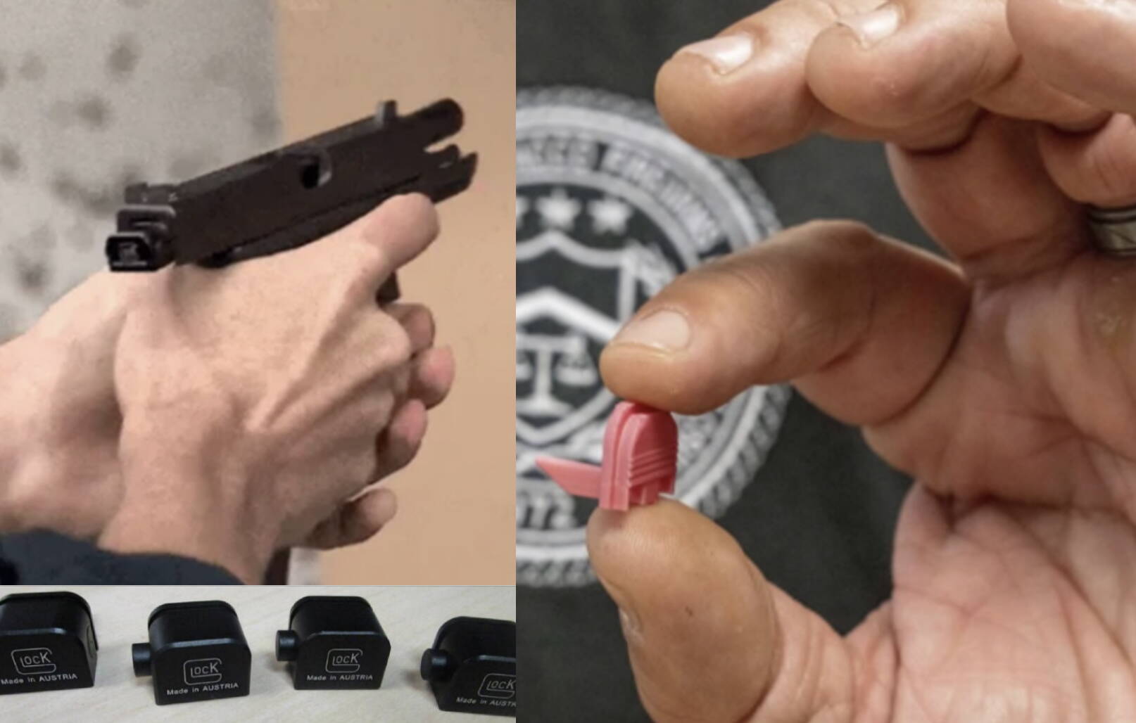 A Glock with a switch and illegal switches not created by Glock. Screenshot from the lawsuit