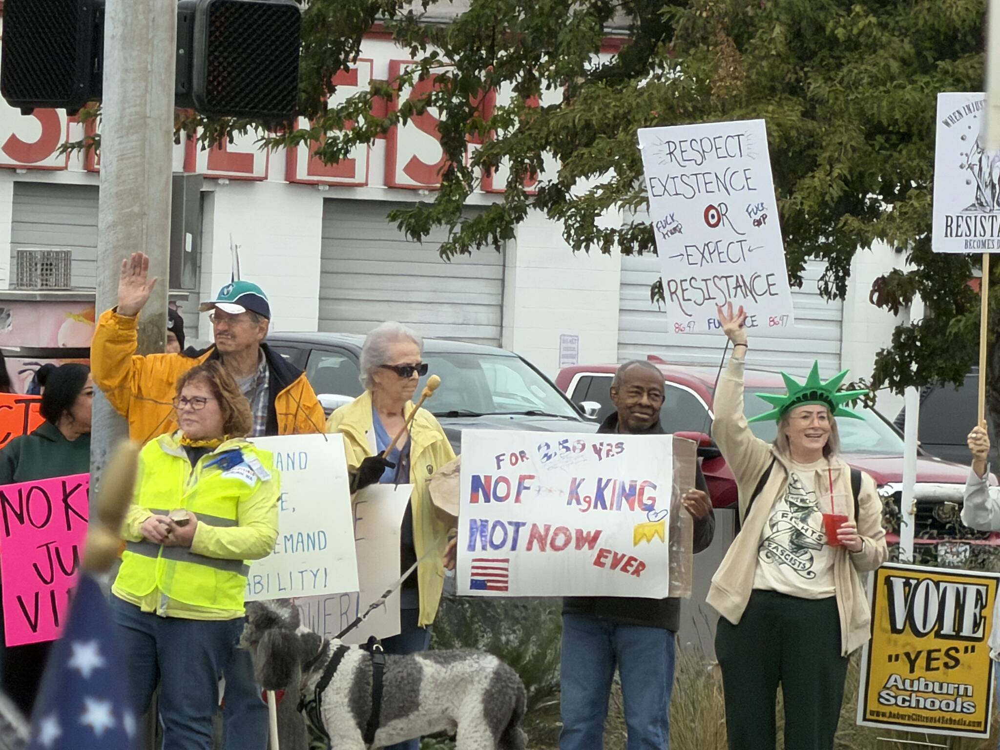 A scene from the No Kings rally held Oct. 18 in Auburn. Photos by Mariah Hill/For the Reporter