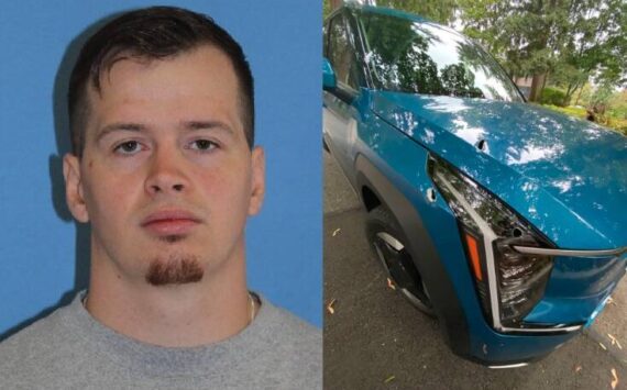 Zachary J. Jackson’s Department of Corrections mugshot taken in 2023 and a photo of the car he allegedly shot at. Courtesy photos