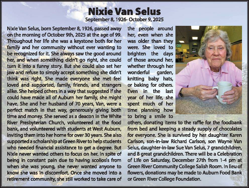 Nixie Van Selus | Obituary