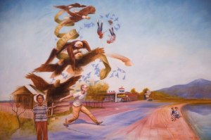 Eric Montoya's individual paintings are presented as memory-scapes