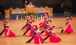 Pacific Ballroom Dance's youth premier team competes on the floor in Provo