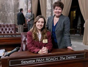 Auburn's Allison Larson and Sen. Pam Roach