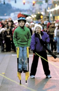 Joshua Vergara jumps rope with Hi-Jax stilts prior to last yeasr's Auburn Christmas parade. Vergara was part of Pioneer Elementary School's Auburn Elites