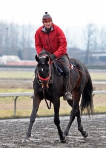 Charles Essex and 5-year-old mare River of Aces were first on the track as training began for the 2014 meeting at Emerald Downs. Opening Day is April 12 for the 75-day season.