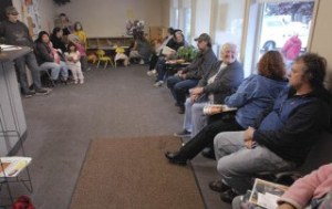 The waiting area is full as the demand continues to grow for those in need at the Auburn Food Bank.