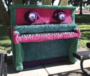 Amy Collins' fun piano features keys that purr. The colorful