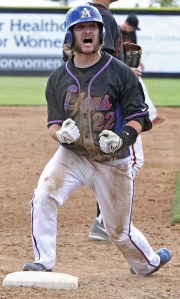 Auburn Mountainview junior Joey Cassano exults after hitting a two-run triple