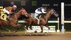 Where's My Voucher and Juan Gutierrez notch a feature-race victory Friday at Emerald Downs.