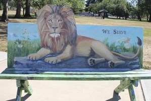 Julia Wood is the lead artist for the Auburn Noon Lions BenchMark that sits at East Main and D Street NE.