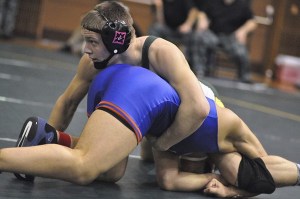 Auburn's Cole Washburn in action at the sub-regional wrestling tourney.