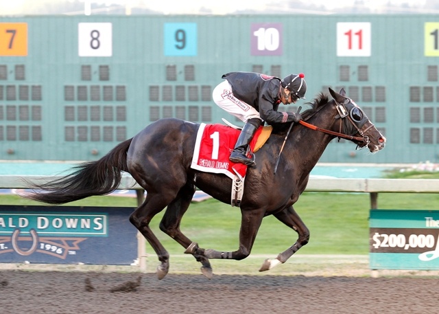 Blueberry Smoothie and jockey Juan Gutierrez combine for a 5 1/2-length victory in the $50