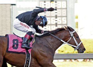 Stopshoppingdebbie and jockey Rocco Bowen were dominant in the $50