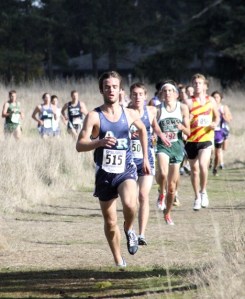 Auburn Riverside's Kenny Krotzer and Nate Gesell lead the pack during the South Puget Sound League 4A Cross Country Sub-district Meet this past weekend at Fort Steilacoom Park.