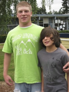 Great save: Camp Auburn counselor Robert English came to the rescue of fifth-grader Nicolas Savoie.