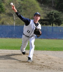 Noah Freelund on the mound for Auburn Riverside.