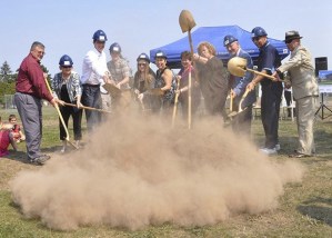 Appearing at the ceremonial groundbreaking for the Auburn Community and Youth/Teen Center are
