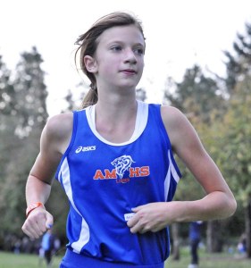 Auburn Mountainview's Samantha Goedde scoots to victory in Wednesday's 5K race at Game Farm Park.