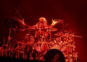 Slipknot drummer Joey Jordison behind his kit at the White River Amphitheatre. The Iowa-based metal band will headline the Mayhem Festival on July 3.