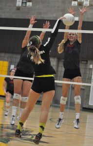 Auburn's Maysen Tinney delivers a shot as Auburn Mountainview's Kiley Lewis
