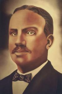 Among Dionne Bonner's large scale portraits is an oil painting on canvas of Sen. J.H. Ryan (1855-1943