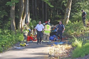 Firefighters treated and transported a man in his 20s who was involved in a one-vehicle crash early Friday morning.