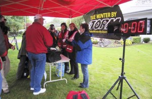 Auburn residents Phil Lercher and Wayne Osborne were put to the test during this week's 'Take Winter by Storm' safety campaign exercise. They were given 10 minutes to grab essentials and evacuate their homes. Red Cross volunteers timed and evaluated their efforts.