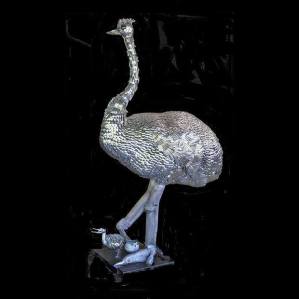 Artists Greg Bartol and Debbie Drillevich made the ostrich in Green River College's Welding Technologies Lab