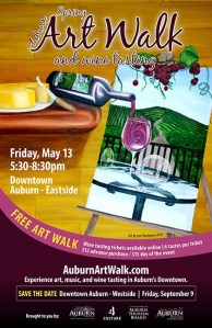 Auburn's Spring Art Walk & Wine Tasting event features local music and art.