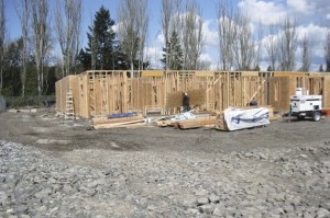 Construction crews continue their work on the sprouting La Quinta Hotel in Auburn.