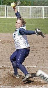 Auburn Riverside graduate Alyssa Jarman in the circle for the Ravens. Jarman recently signed a letter of intent to play fastpitch softball for Bethany College in Kansas.