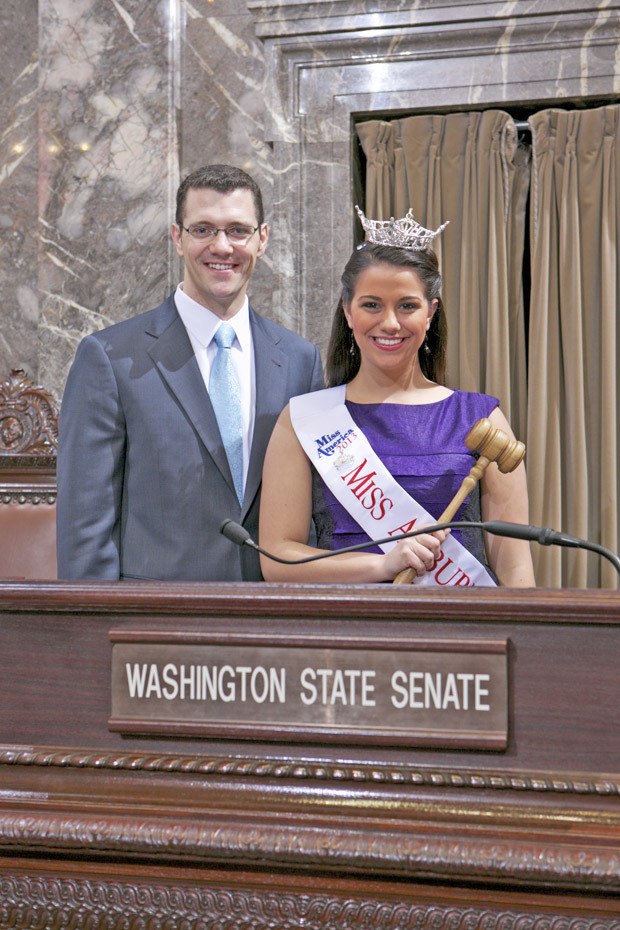 Sen. Joe Fain and “Miss Auburn” – Victoria Knight – in the Washington State Senate.