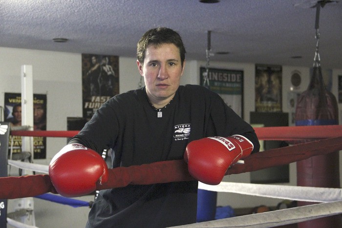 Professional boxer Dakota Stone in the sparring ring at the Azteca Gym in Renton.