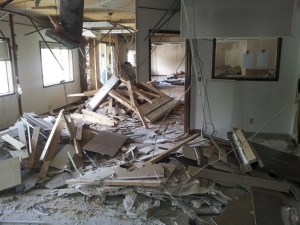 Demolition debris litters the ground inside the Auburn Valley Humane Society’s future animal shelter at the former Evergreen Community Center on A Street Southeast.