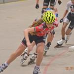 Michaela Renick leads the way during competition at the Olympic Training Center Velodrome in Colorado Springs, Colo. The competition was from Dec. 30-Jan. 1. She won all of her division races, all but one of her challenge up races (next division up), secured one silver and captured all of her quad races. COURTESY PHOTO, Meagan Renick