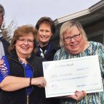 Columbia Bank presents a $5,358.06 check to the Auburn Food Bank. At the presentation are, from left: Chuck Folsom, food bank president; Debbie Christian, food bank executive director; Diane Fritschy, Columbia Bank branch manager; and Michelle LaBorde, south Auburn Columbia Bank branch manager. RACHEL CIAMPI, Auburn Reporter