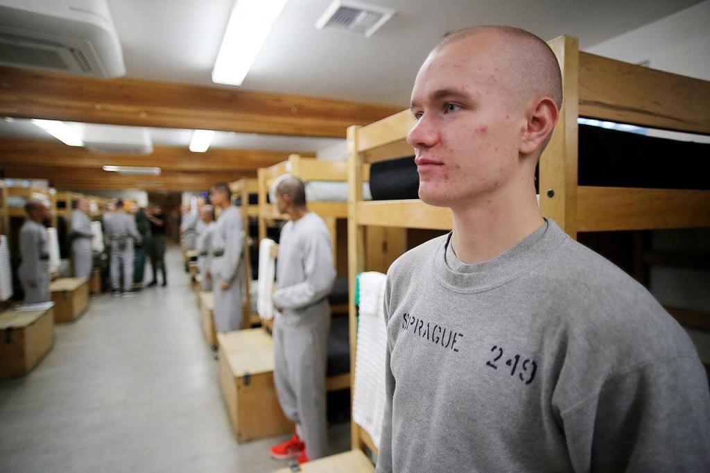 Auburn&rsquo;s Steffan Sprague stands at attention in the barracks. COURTESY PHOTO, Steven Friederich, Washington Youth Academy