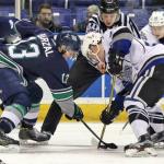 The Thunderbirds&rsquo; Mathew Barzal prepares for a face-off against the Royals on Tuesday night. COURTESY PHOTO, Jon Howe