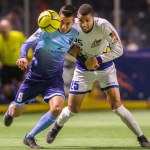 The Stars&rsquo; Michael Ramos, right, battles for the ball. COURTESY PHOTO, Wilson Tsoi/Stars