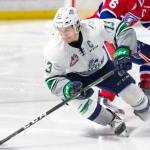 The Thunderbirds&rsquo; Mathew Barzal maneuvers the puck during WHL play against the Chiefs on Tuesday night. COURTESY PHOTO, Brian Liesse/T-Birds